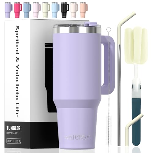 40oz Insulated Tumbler with Handle and Straw